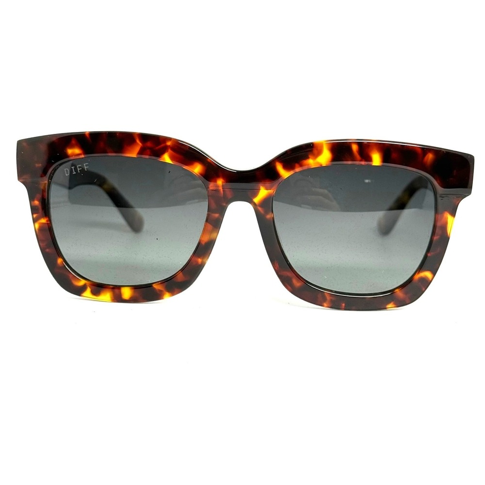 DIFF Eyewear Carson AB-SG39P Tortoise Oversized Square Sunglasses Grey Lens